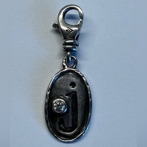 Sterling Silver “J” Initial Charm Pendant w/ CZ Accent